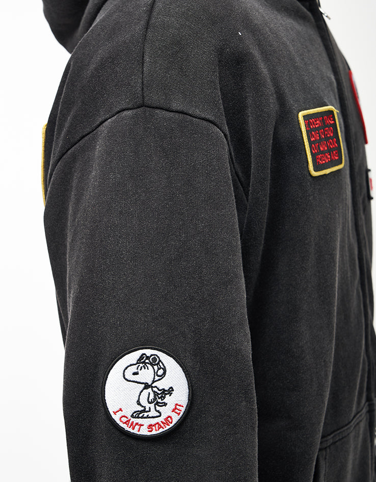 Butter Goods x Peanuts Patches Zip-Thru Hoodie - Washed Black - Image 8