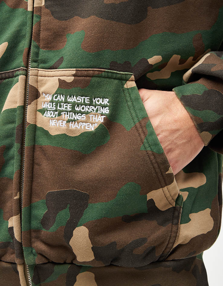 Butter Goods x Peanuts Patches Zip-Thru Hoodie - Washed Camo - Image 5