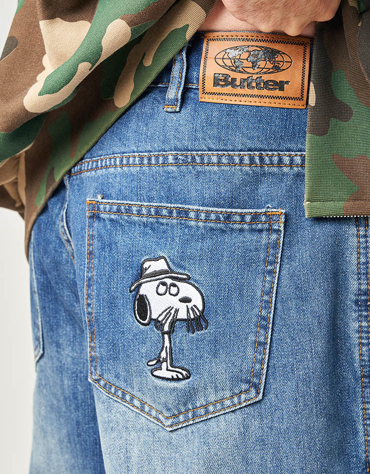 Butter Goods x Peanuts Spike Denim Jeans - Distressed Indigo - Image 6
