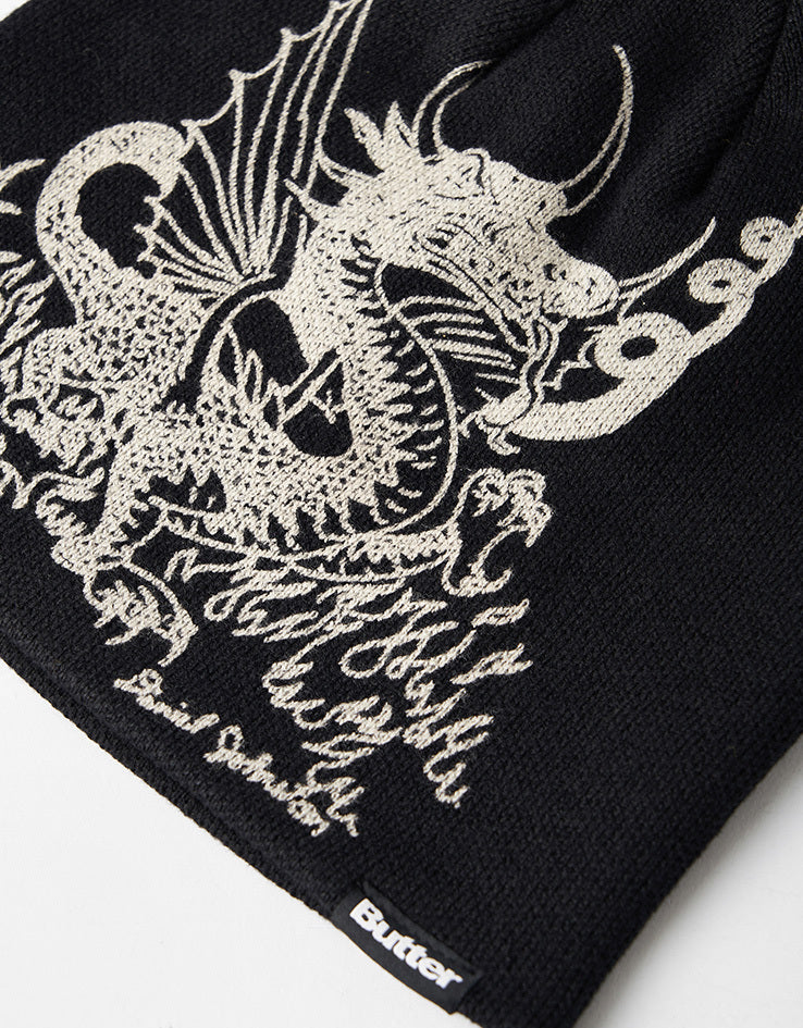 Butter x Daniel Johnston Dragon Skully Beanie - Black - Image 2