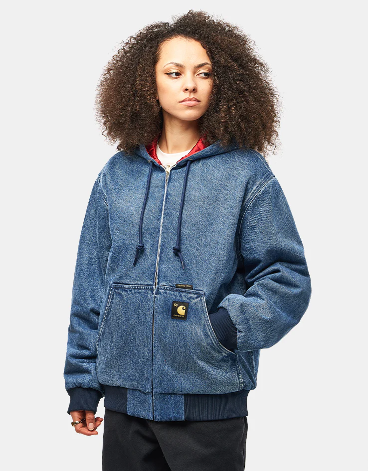Carhartt WIP 50 Years Anniversary Reversible OG Active Jacket Denim - Blue/USA Red (Stone Bleached) - Image 13