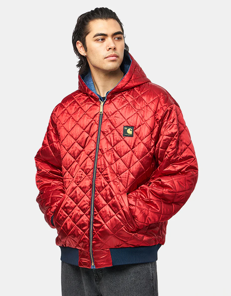 Carhartt WIP 50 Years Anniversary Reversible OG Active Jacket Denim - Blue/USA Red (Stone Bleached) - Image 5