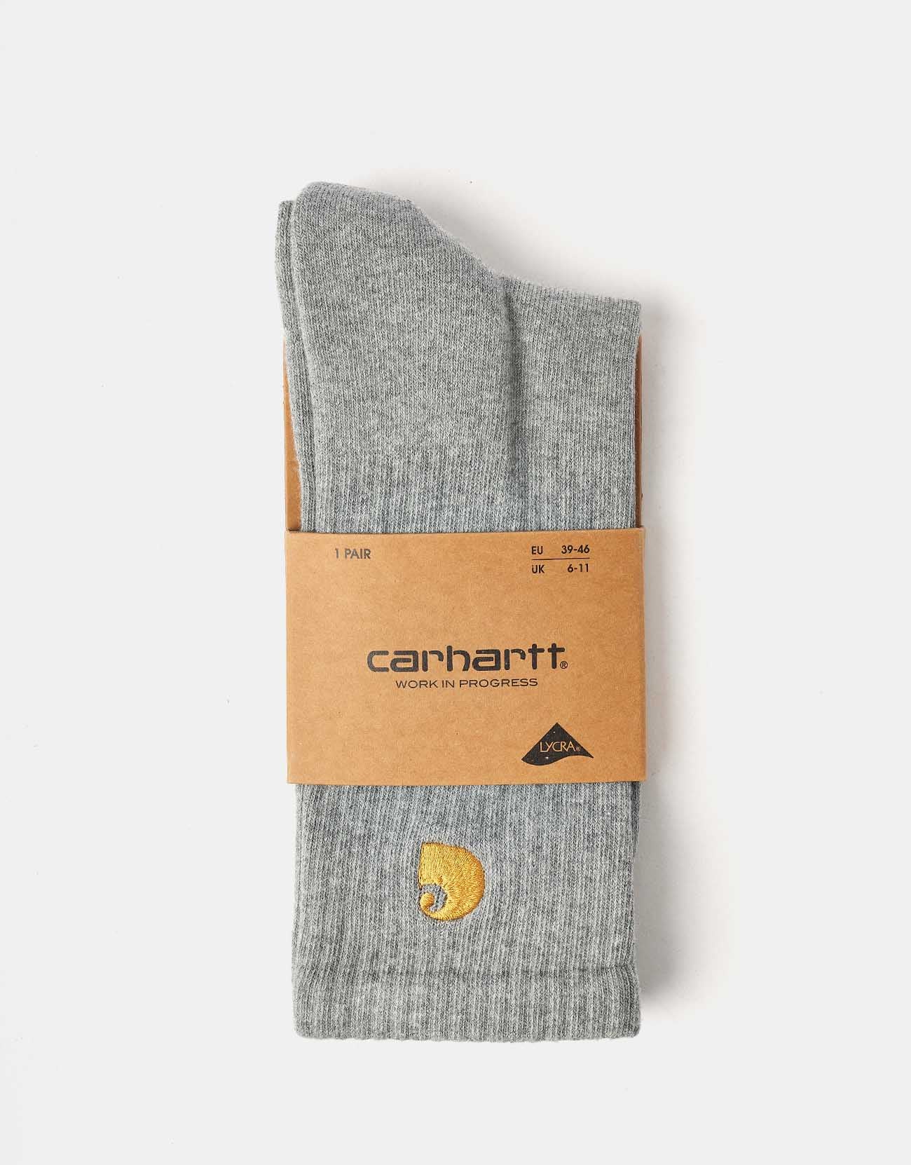 Carhartt WIP Chase Crew Socks - Grey Heather/Gold - Image 2