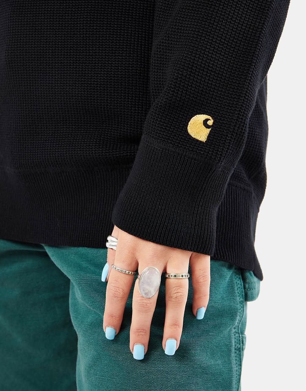 Carhartt WIP Chase Knitted Sweater - Black/Gold - Image 6