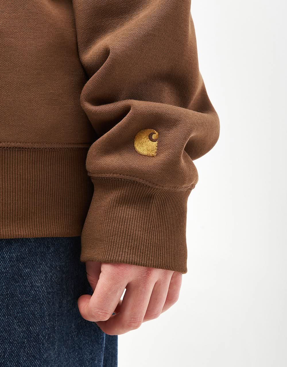 Carhartt WIP Chase Sweatshirt - Chocolate/Gold - Image 6