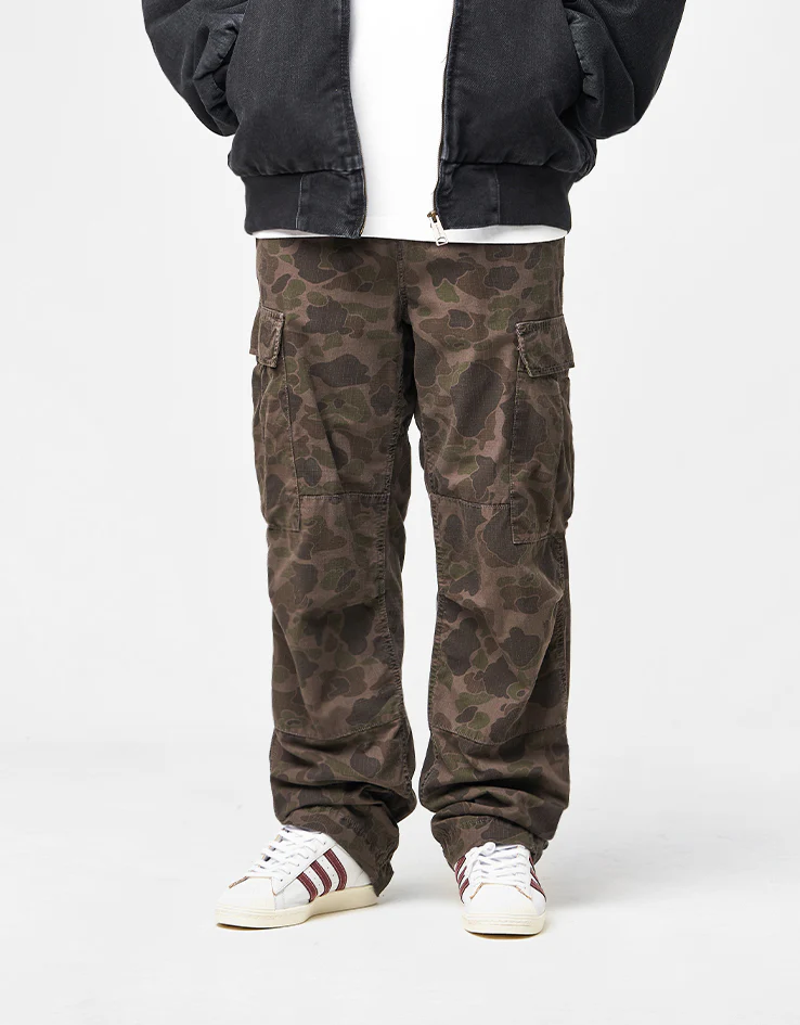 Carhartt WIP Duck Cargo Pant - Camo Duck/Green/Porphyry (Garment Dyed)