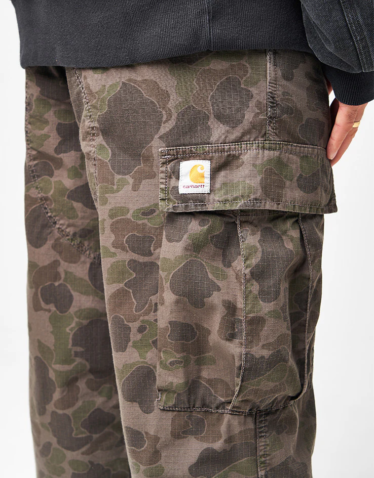 Carhartt WIP Duck Cargo Pant - Camo Duck/Green/Porphyry (Garment Dyed) - Image 4