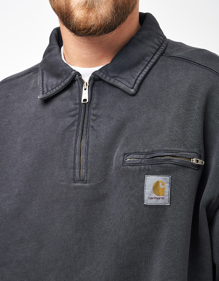 Carhartt WIP Half Zip Detroit Sweat - Black (Stone Washed) - Image 4