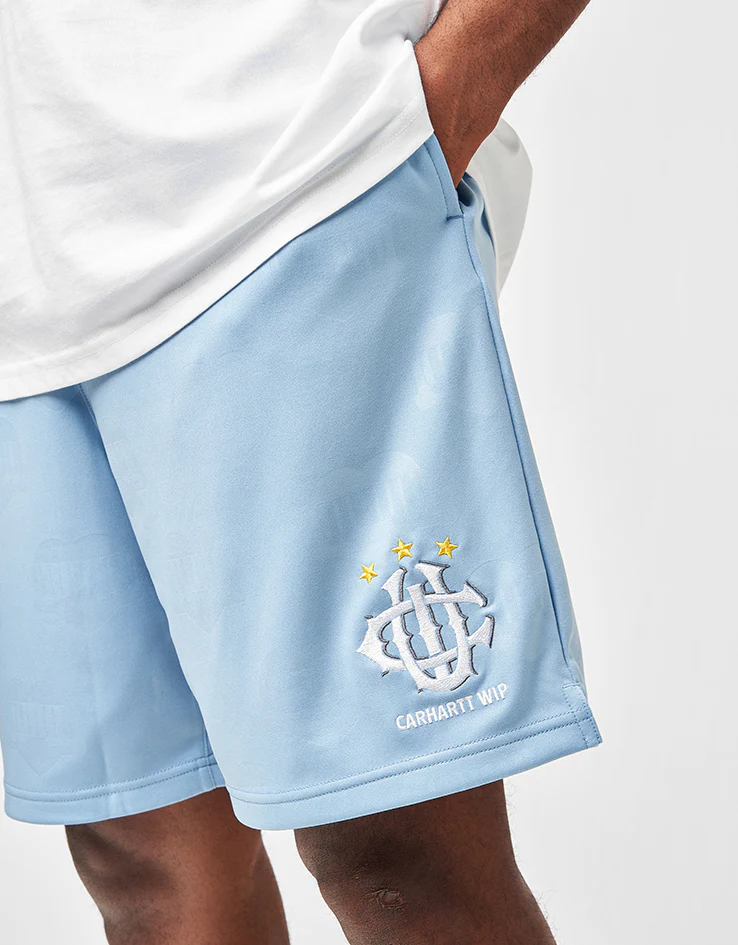 Carhartt WIP Hartt Football Shorts - Heart Train Jacquard/Bluebird - Image 4