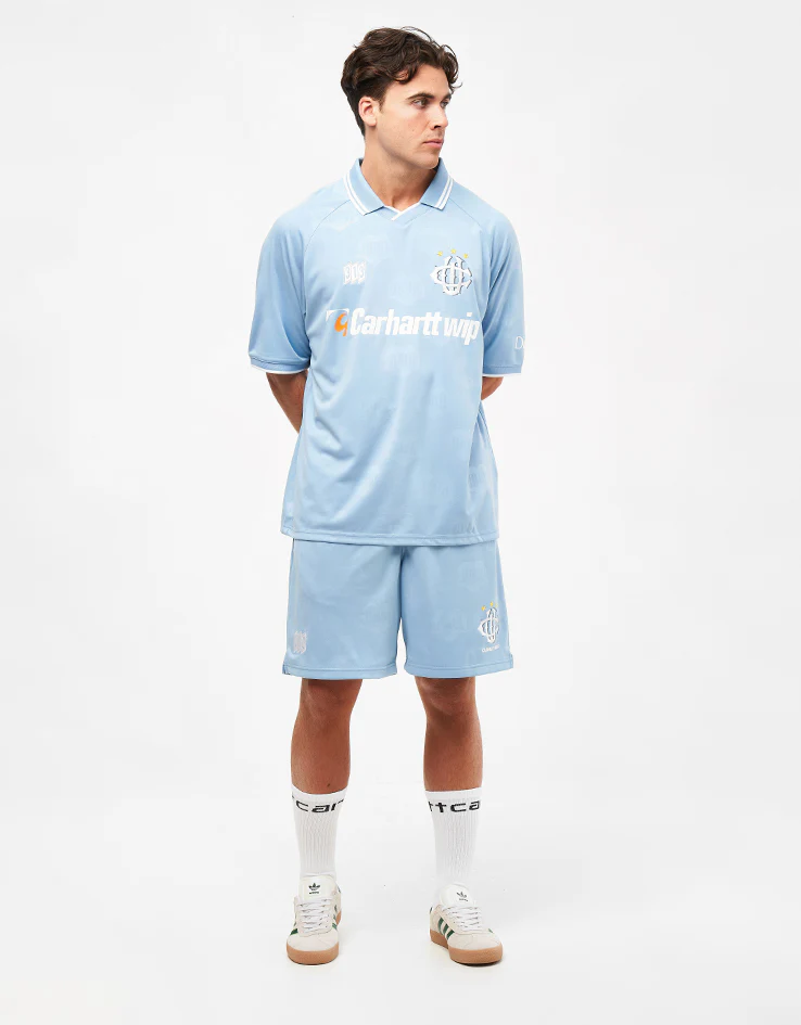 Carhartt WIP Hartt Football Shorts - Heart Train Jacquard/Bluebird - Image 7