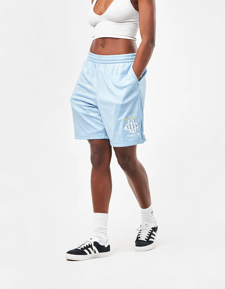 Carhartt WIP Hartt Football Shorts - Heart Train Jacquard/Bluebird - Image 8