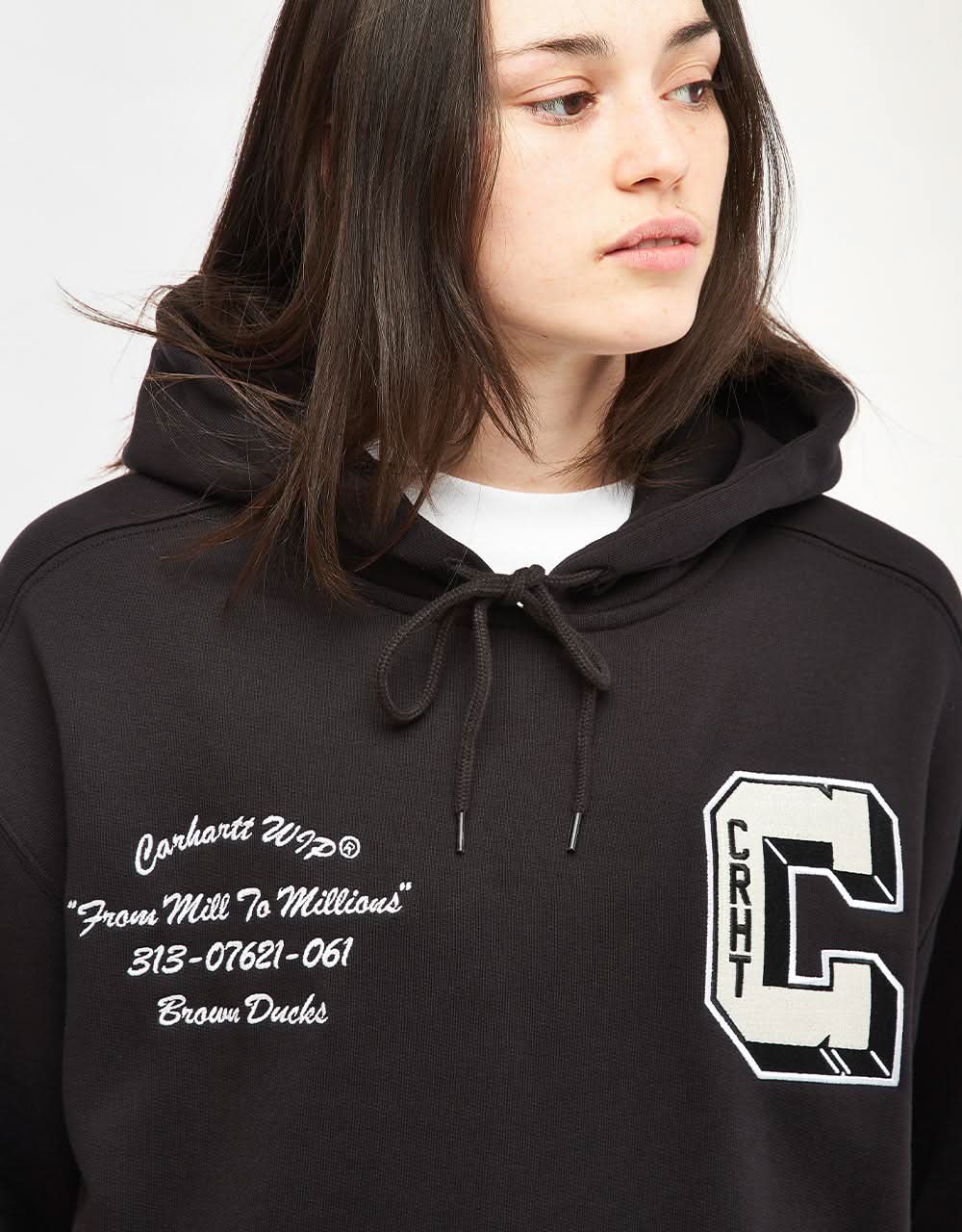 Carhartt WIP Hooded Brown Ducks Sweatshirt - Black - Image 9