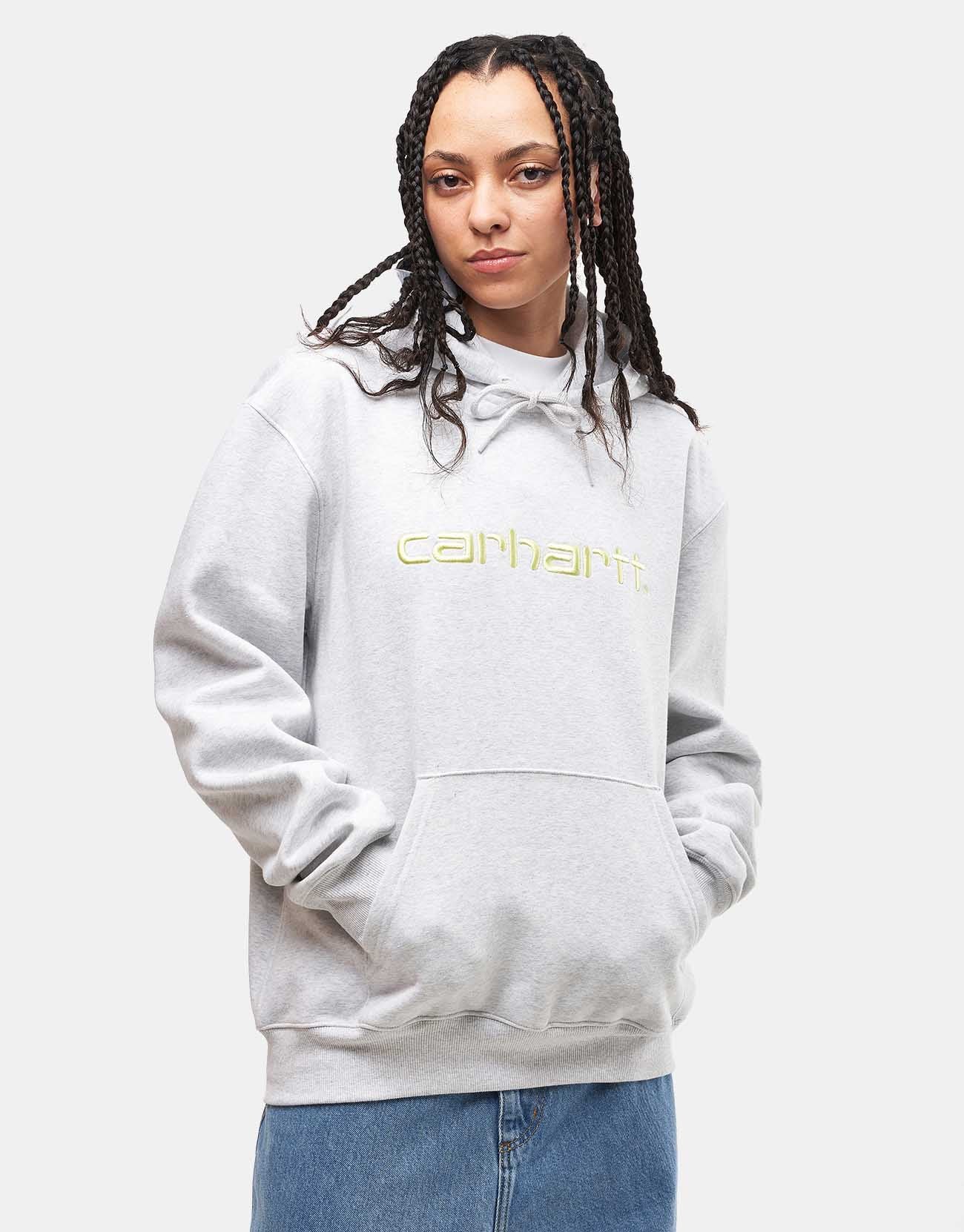 Carhartt WIP Hooded Carhartt Sweatshirt - Ash Heather/Air Green - Image 6