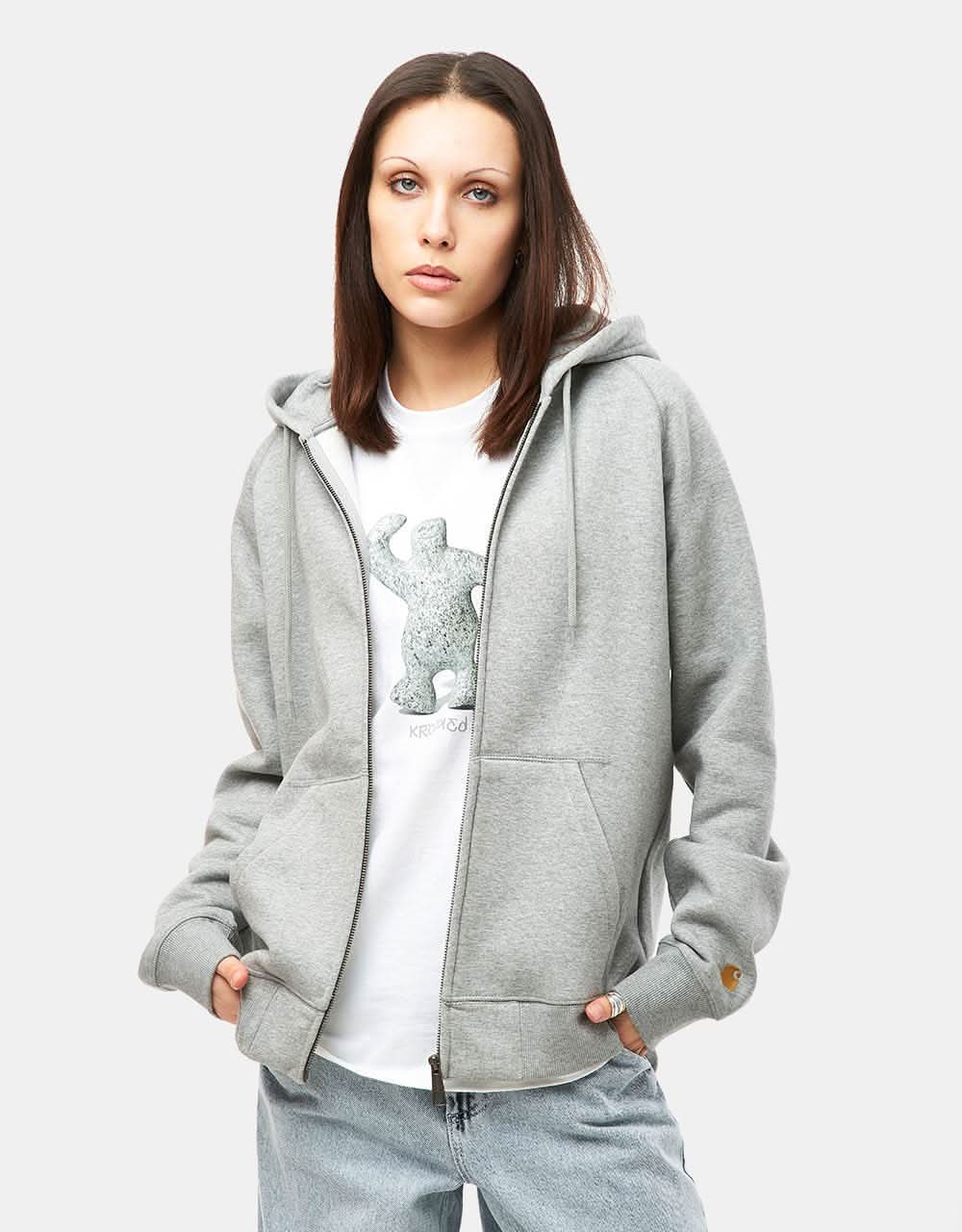Carhartt WIP Hooded Chase Jacket - Grey Heather/Gold - Image 6
