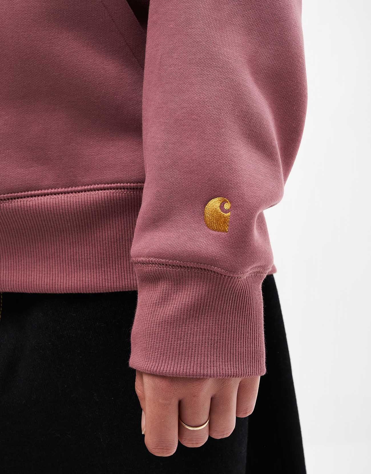Carhartt WIP Hooded Chase Sweatshirt - Dusky Pink/Gold - Image 8