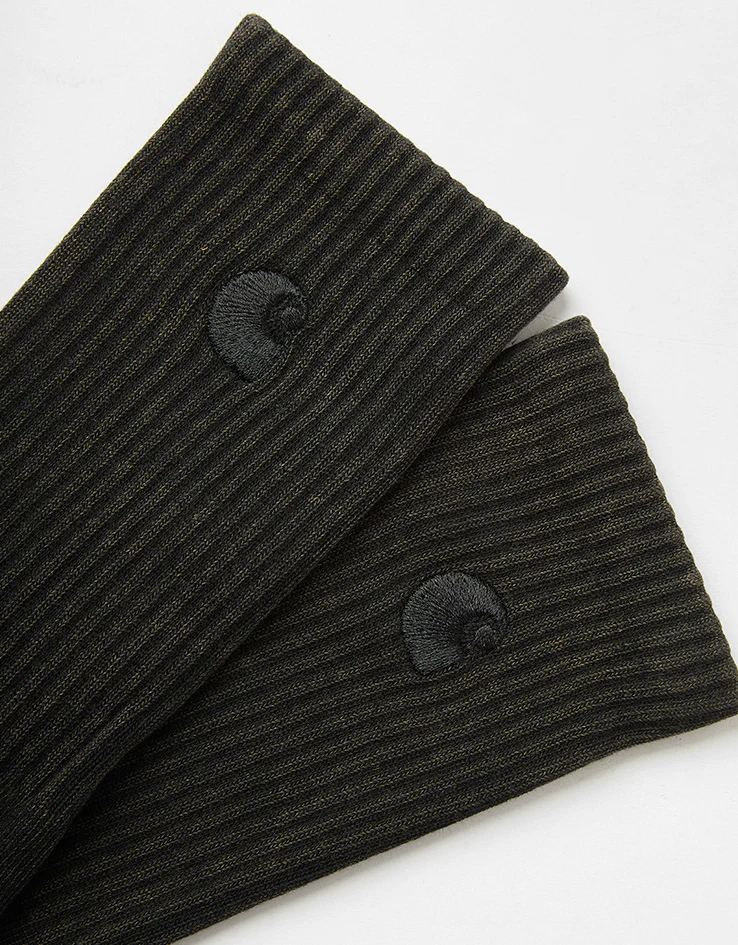 Carhartt WIP Hudson Crew Socks - Black/Chalk Wash - Image 4