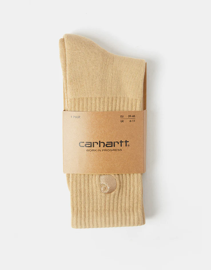Carhartt WIP Hudson Crew Socks - Dusty H Brown/Chalk Wash - Image 2
