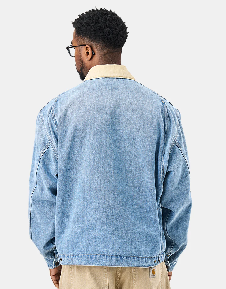 Carhartt WIP OG Detroit Jacket - Blue/Dusty H Brown (Burst Washed) - Image 2