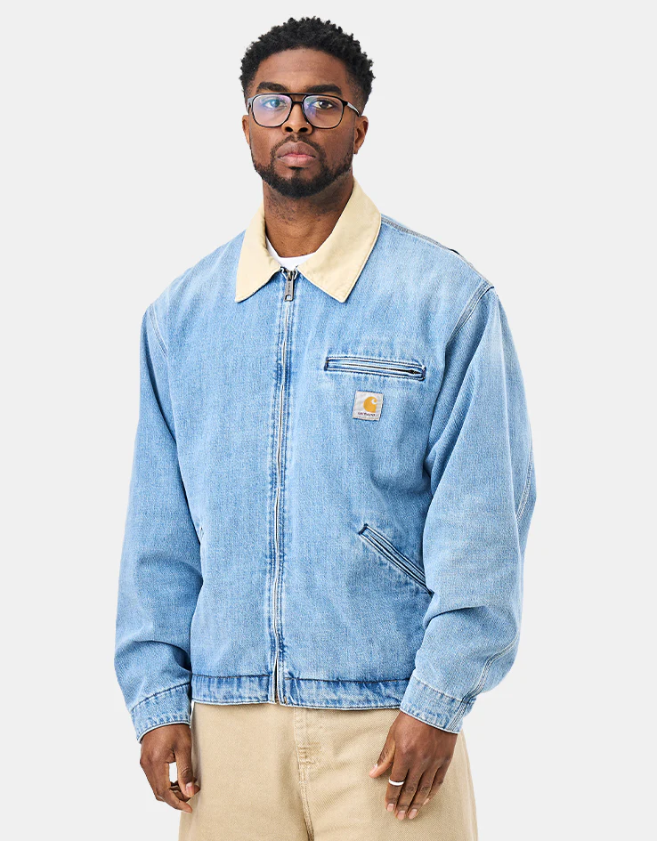 Carhartt WIP OG Detroit Jacket - Blue/Dusty H Brown (Burst Washed) - Image 3