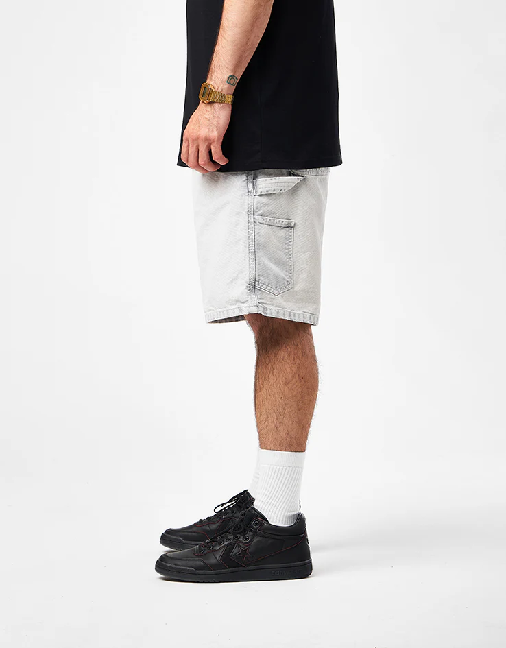Carhartt WIP Single Knee Canvas Shorts - Black (Chalk Wash) - Image 3
