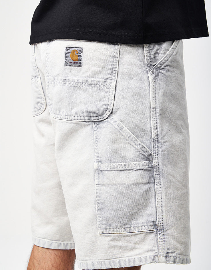 Carhartt WIP Single Knee Canvas Shorts - Black (Chalk Wash) - Image 4