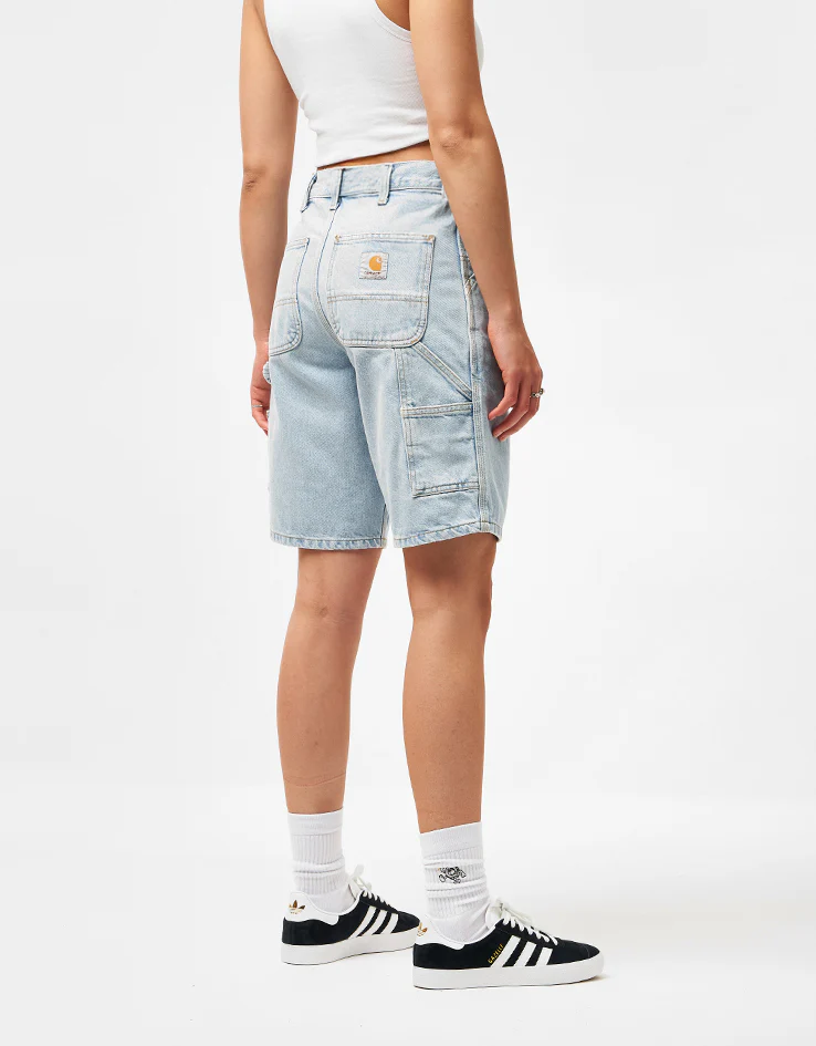 Carhartt WIP Single Knee Shorts - Blue (Heavy Stone Bleached) - Image 8