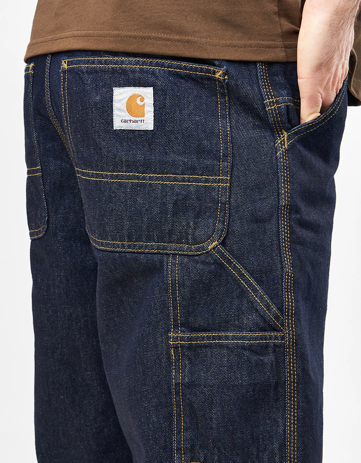 Carhartt WIP Single Knee Shorts - Blue (Rinsed) - Image 4
