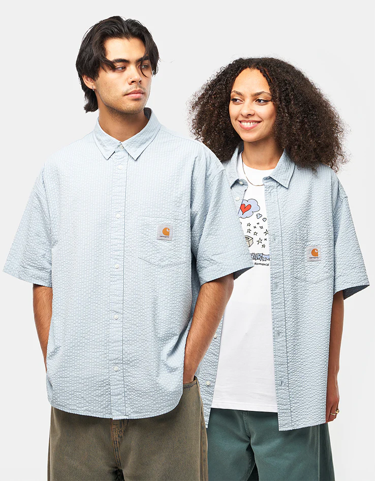 Carhartt WIP Toland S/S Shirt - Toland Stripe/Blue Fog