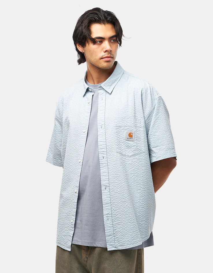 Carhartt WIP Toland S/S Shirt - Toland Stripe/Blue Fog - Image 2