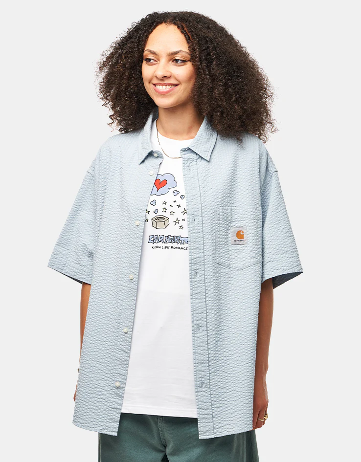 Carhartt WIP Toland S/S Shirt - Toland Stripe/Blue Fog - Image 9