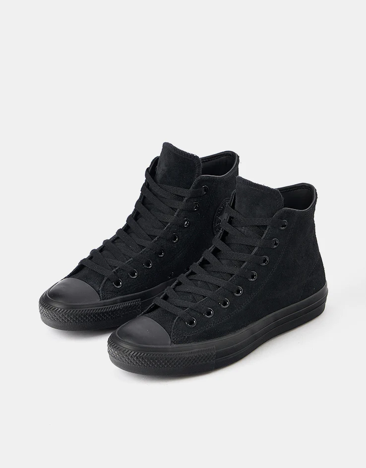 Converse Chuck Taylor All Star Pro Suede Hi Skate Shoes - Black/Black/Black - Image 3