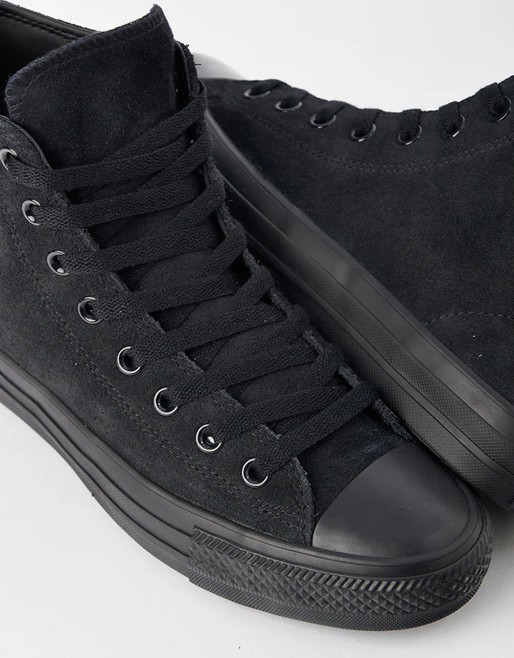Converse Chuck Taylor All Star Pro Suede Hi Skate Shoes - Black/Black/Black - Image 4