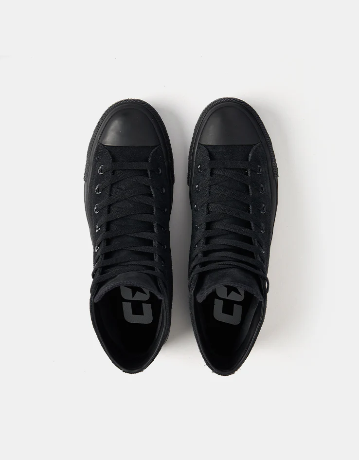 Converse Chuck Taylor All Star Pro Suede Hi Skate Shoes - Black/Black/Black - Image 7