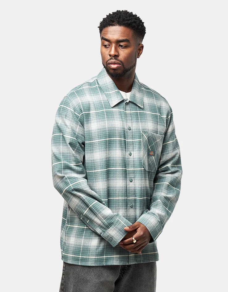 Dickies Forest Check L/S Shirt - Stormy Sea - Image 3