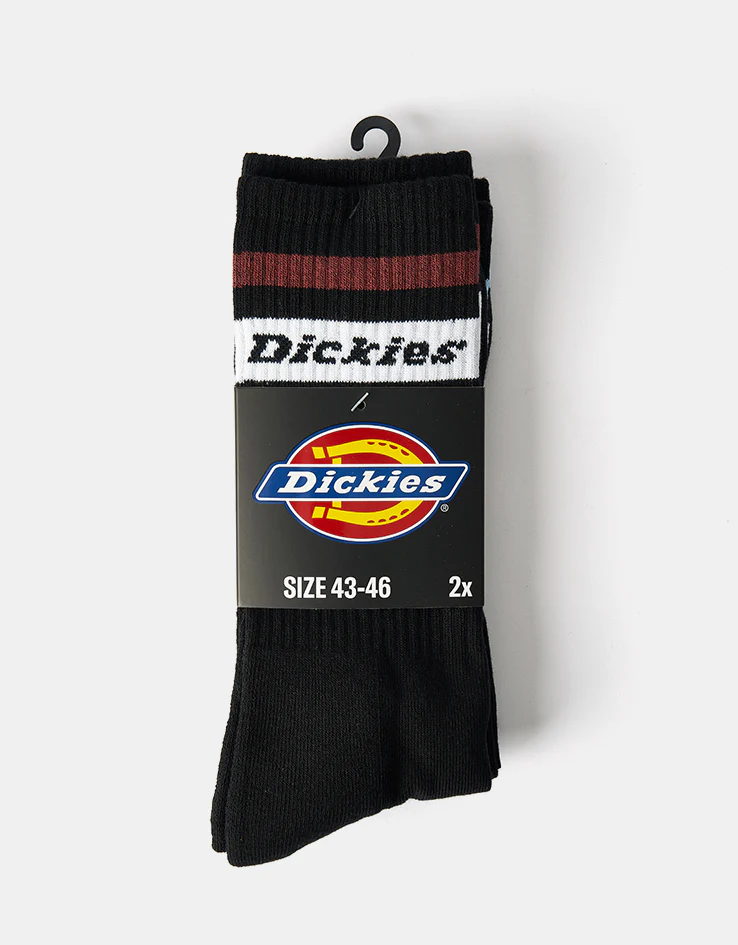 Dickies Genola 2 Pack Socks - Black/Tibetan Red - Image 4