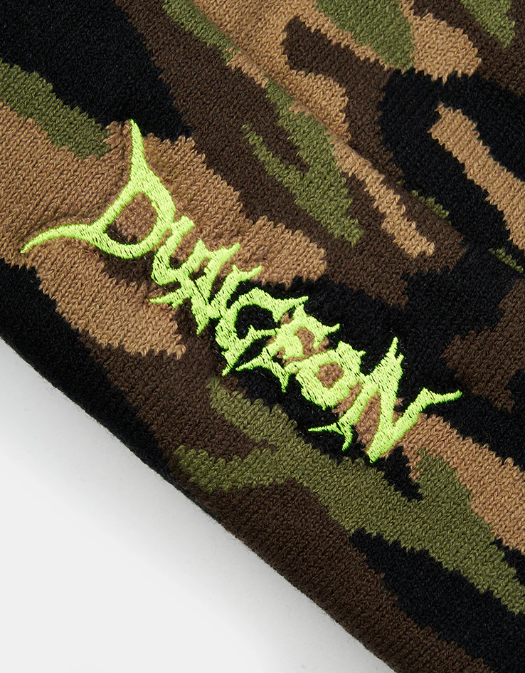 Dungeon Scrawl Logo Beanie - Jungle Camo/Neon Yellow - Image 2