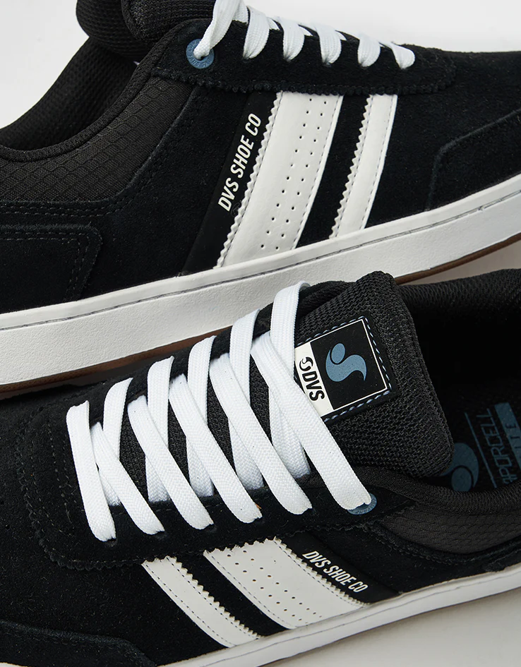 DVS Milan ST Skate Shoes - Black/Black/White Suede - Image 6