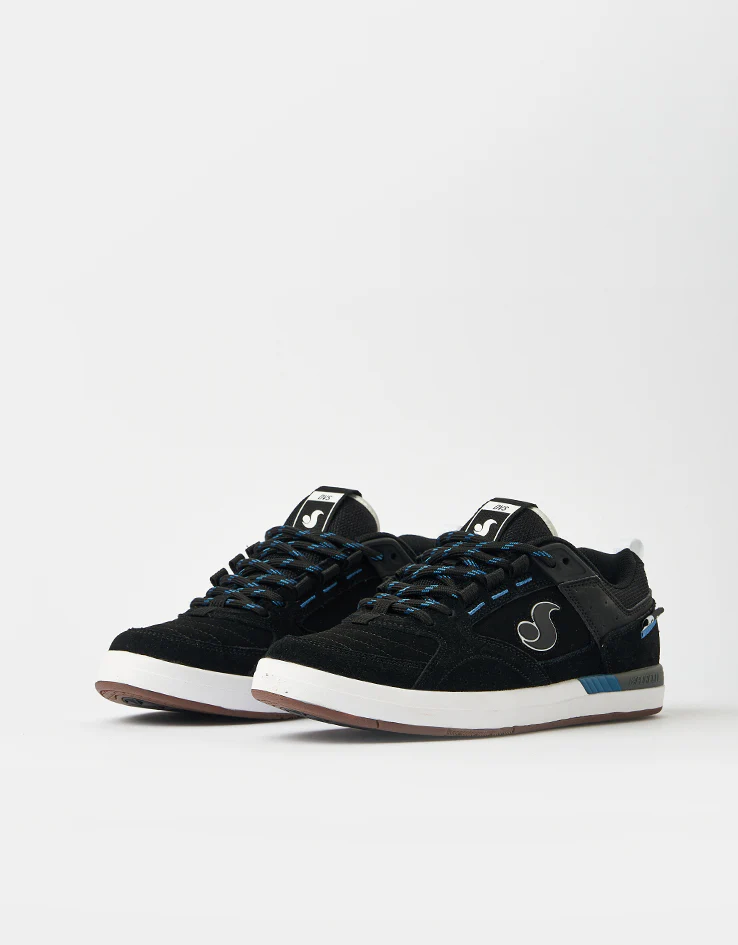 DVS Sureshock Skate Shoes - Black/White/Blue Suede - Image 3
