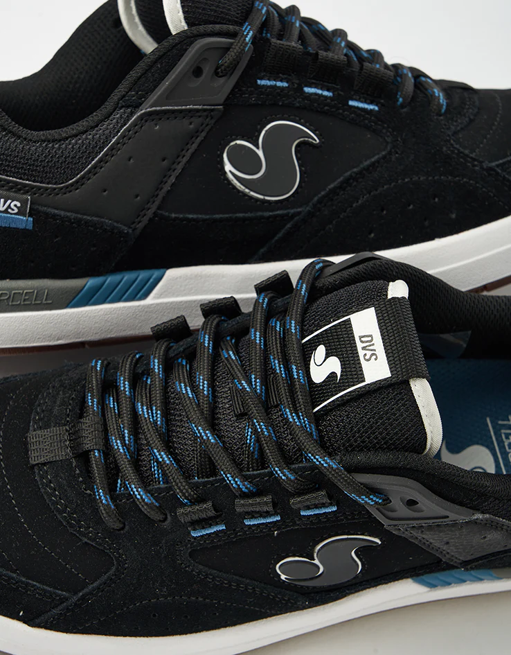 DVS Sureshock Skate Shoes - Black/White/Blue Suede - Image 6