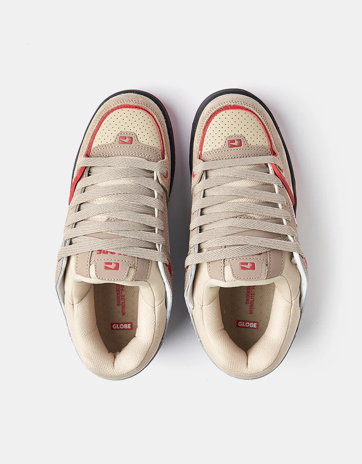 Globe Fusion Skate Shoes - Khaki/Red - Image 2