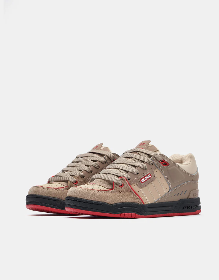 Globe Fusion Skate Shoes - Khaki/Red - Image 3