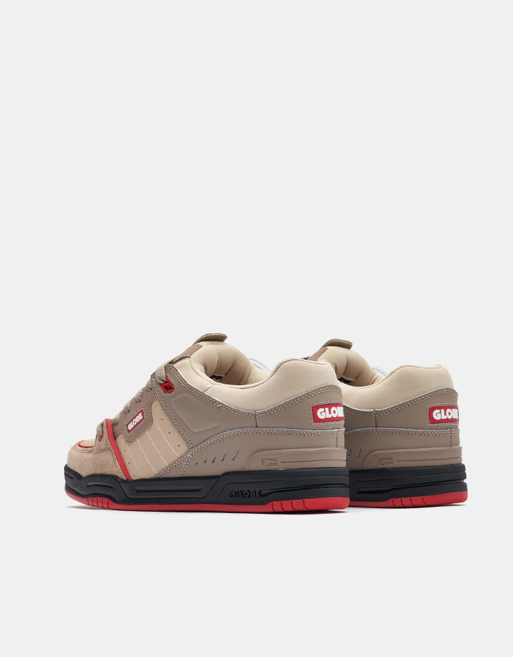 Globe Fusion Skate Shoes - Khaki/Red - Image 4