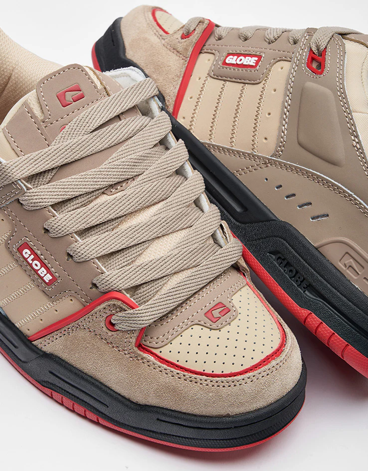Globe Fusion Skate Shoes - Khaki/Red - Image 5