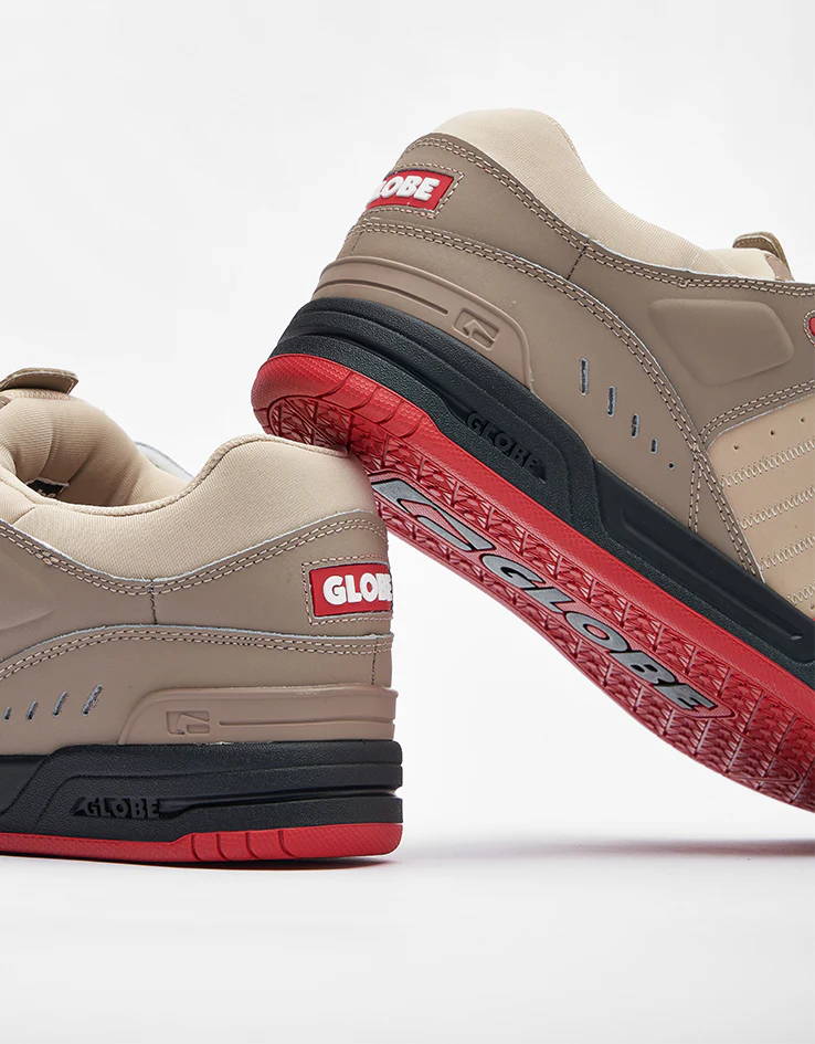Globe Fusion Skate Shoes - Khaki/Red - Image 6