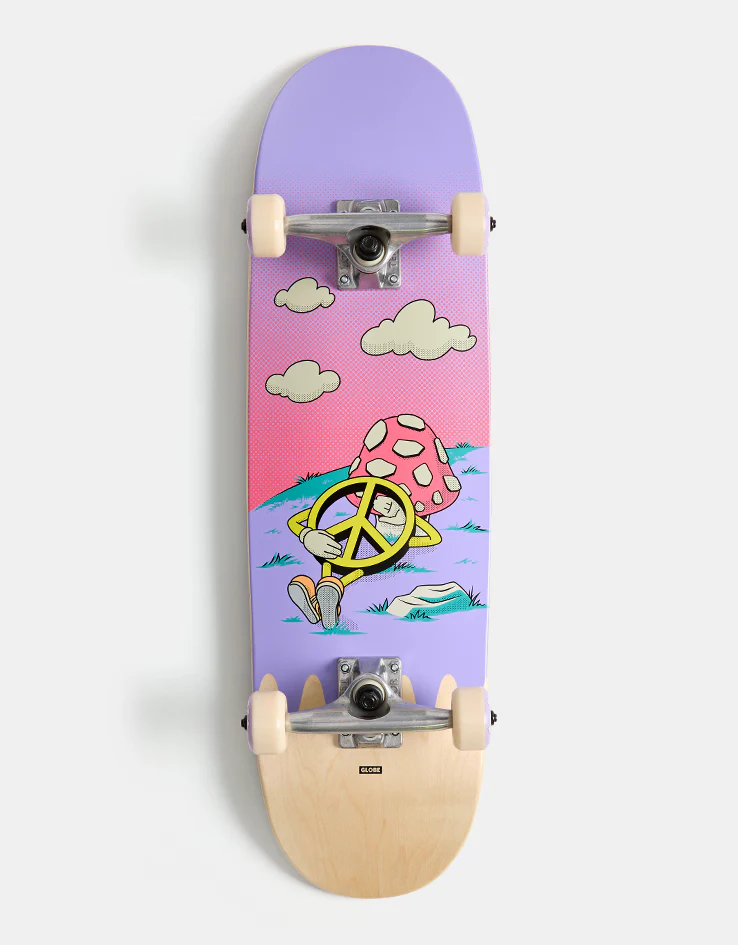 Globe Peace Man Kids Wide Mid Complete Skateboard - 8.25"