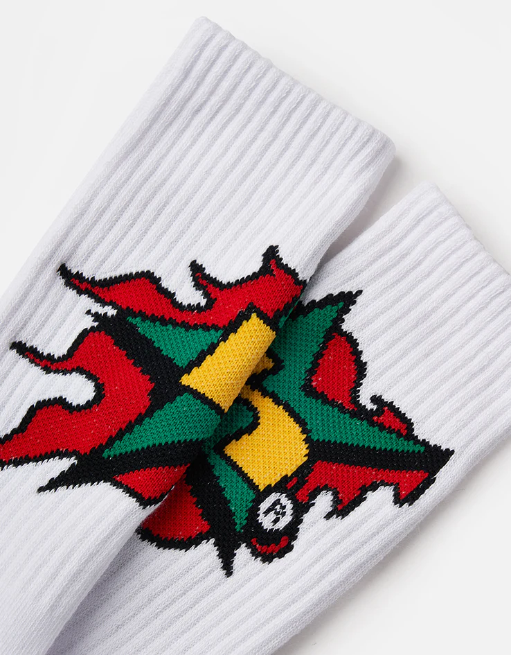 HUF H Bit Crew Socks - White - Image 4