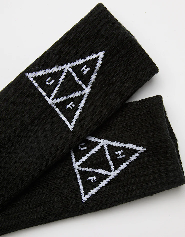 HUF Triple Triangle Crew Socks - Black - Image 2