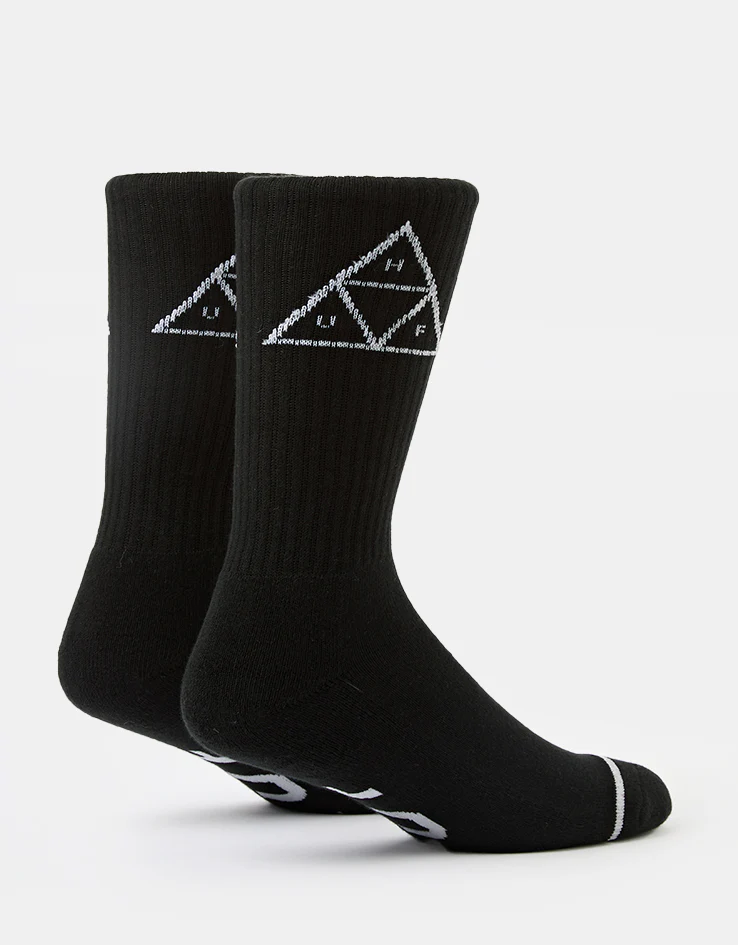 HUF Triple Triangle Crew Socks - Black - Image 5