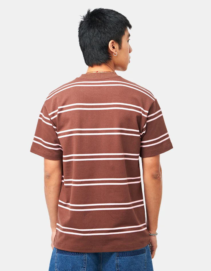 Krooked Eyes Stripe T-Shirt - Brown/Pink/ Pink/Black - Image 2