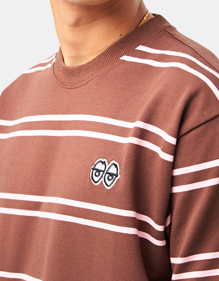 Krooked Eyes Stripe T-Shirt - Brown/Pink/ Pink/Black - Image 3